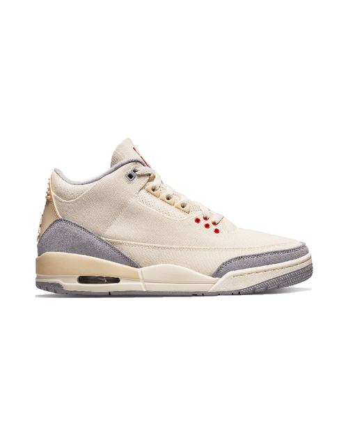 Air Jordan 3 Retro SE 'Muslin' på hvit bakgrunn, peker mot høyre