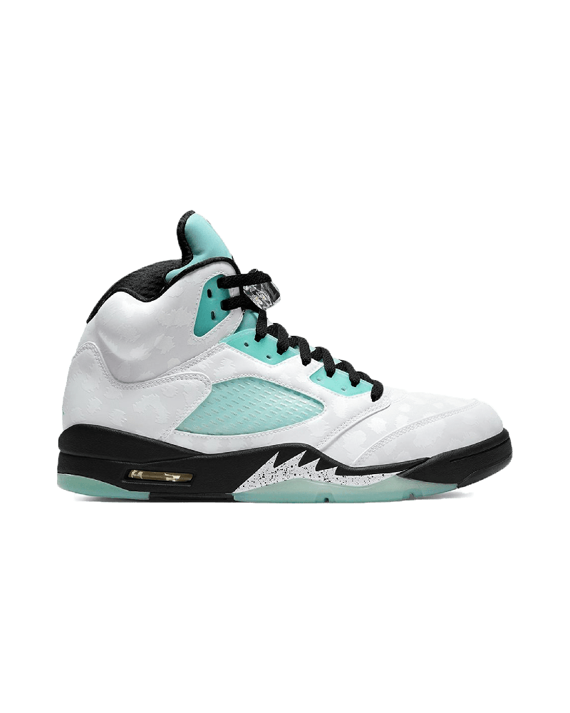 Air Jordan 5 Retro 'Island Green' på hvit bakgrunn, peker mot høyre