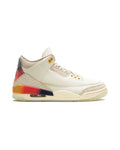 Jordan 3 Retro SP J Balvin Medellín Sunset på hvit bakgrunn, peker mot høyre