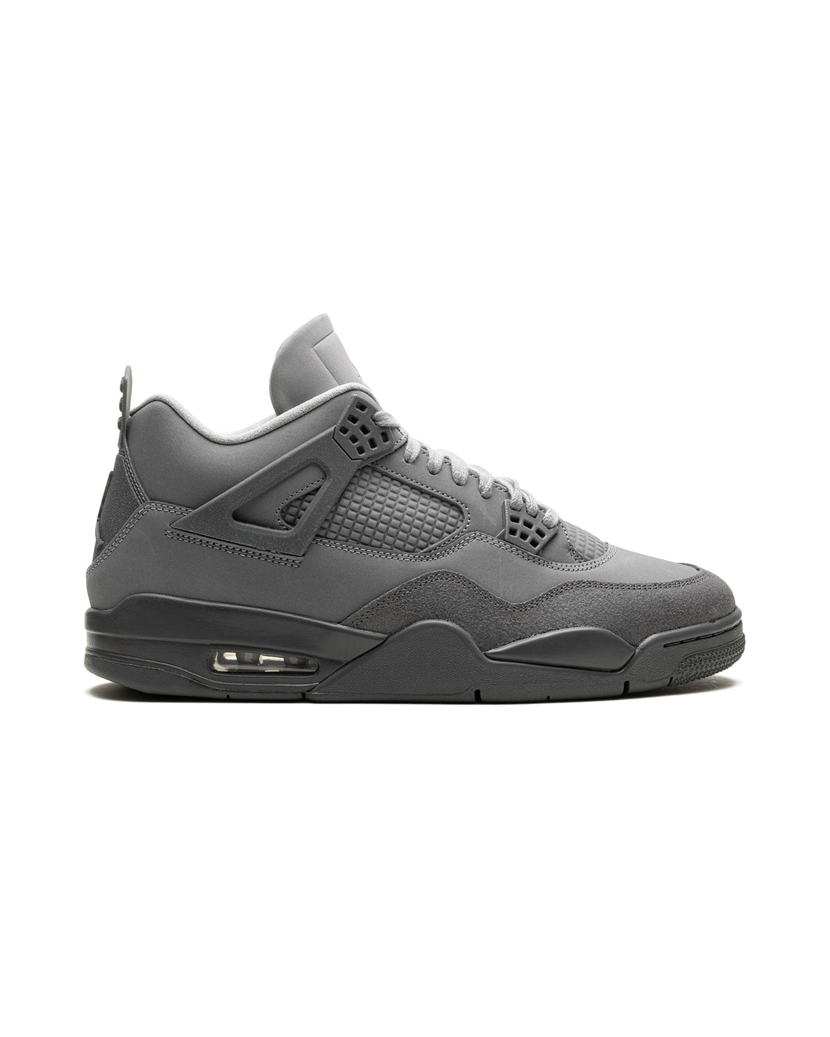 Jordan 4 Retro SE Paris Olympics Wet Cement på hvit bakgrunn, peker mot høyre
